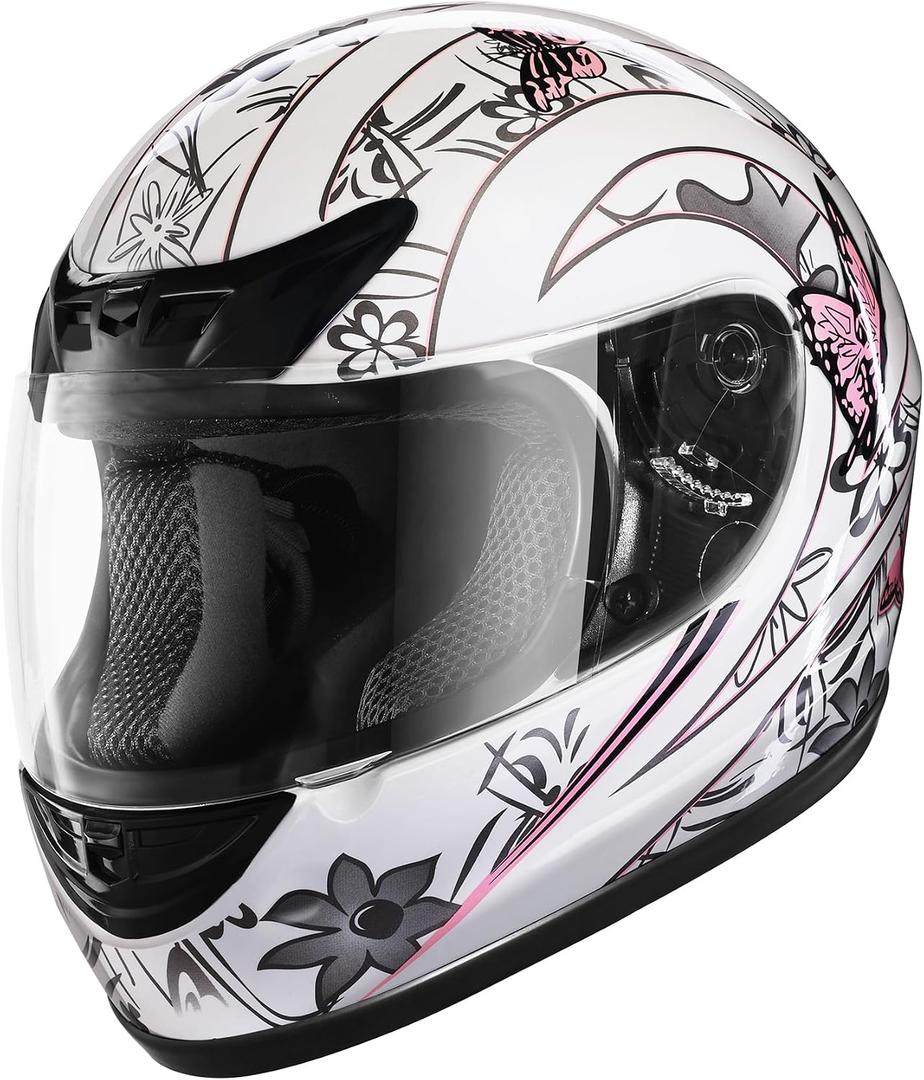 XFMT Full Face Motorcycle Helmet Adult ATV Helmet DOT Approved (Pink, M)