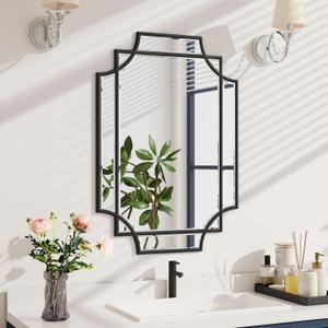 Bathroom Mirror for Wall Black Farmhouse Wall Vanity Mirror for Over Sink Wood Framed Beveled Mirrors Deco20 * 28IN/Black