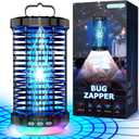 Bug Zapper Outdoor, 2025 Upgraded 3 in 1 Rechargeable Bug Zapper with 5000mAh Battery & LED Night Light, 4000V Cordless Waterproof Mosquito Zapper for Outside,Patio,Backyard,Garden Black