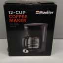 Mueller 12-Cup Drip Coffee Maker - Borosilicate Carafe, Auto-Off, Reusable Filter, Anti-Drip, Keep-Warm Function, Clear Water Level Window Coffee Machine, Kitchen Essentials & Accessories (Black)