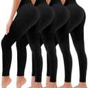 4 Pack Leggings for Women Butt Lift High Waisted Tummy Control No See-Through Yoga Pants Workout Running Leggings (Black, XL)