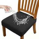 Dioxide Waterproof Seat Covers for Dining Room Chairs, Stretch Chair Covers Slipcover Protector Kitchen Chair Seat Covers for Hotel Banquet Party (Rear-Gapped, Black, 6 PCS)