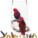 9.4‘’ Bird Mirror for Cage, Coolrunner Bird Parrot Mirror with Rope for Cockatiel Conures, Lovebirds, Parrot, Canaries, and Budgies