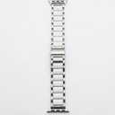 Stainless Steel & White Ceramic Link Bracelet for Apple Watch, Elegant Replacement Band with Adjustable Clasp, Compatible with iWatch Series Ultra, SE, 9, 8, 7, 6, 5, 4