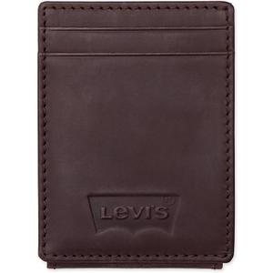 Levi's Men's RFID Embossed Logo Magnetic Front Pocket Wallet, Brown, Brown, RFID Embossed Logo Magnetic Front Pocket Wallet