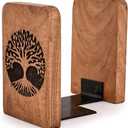 Decorative Bookend Iron & Acacia Wood | Desktop Organize Book Ends for Decorative Accessories for Bookshelf to Hold Books Firmly (4" X 4" X 6") (Set of 2)