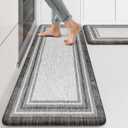 KIMODE Anti Fatigue Kitchen Mats for Floor 2 Piece,17"x47"+17"x29" Farmhouse Kitchen Rugs Non Slip Rubber Backing,Waterproof Cushioned Standing Mat for Home Decor,Office,Laundry Room,Sink,Desk,Grey