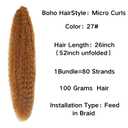 Honey Blonde Pre stretched Braiding Hair Synthetic Italian Curls Braiding Hair Extensions Crochet Boho Hair Braids Non Toxic Hypoallergenic Knotless Fulani