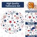 96PCS 4th of July Paper Plates and Napkins Patriotic Party Supplies Set Red Blue Silver Stars Disposable Tableware USA Themed Dinnerware for Independence Days Veterans Day Table Decorations