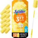Swiffer Duster Heavy Duty Dusting Kit, Cleaning Supplies, 3 ft Extended Handle, 1 Duster, 12 Refills (1 Kit)