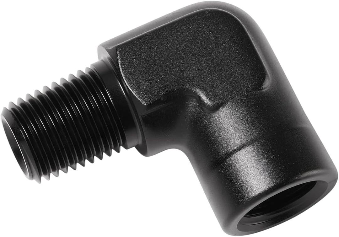 1/8 NPT Female to 1/8 NPT Male 90 Degree Fitting Adapter Coupler Union Aluminum Black