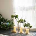 HPC Decor Tall Metal Lantern Decor Set of 3-24" 19" 13" Elegant Decorative Lanterns with Garlands-Modern Gold Candle Lanterns for Garden Porch Decor,Indoor/Outdoor for Wedding Dcor,Party,Home Decor.