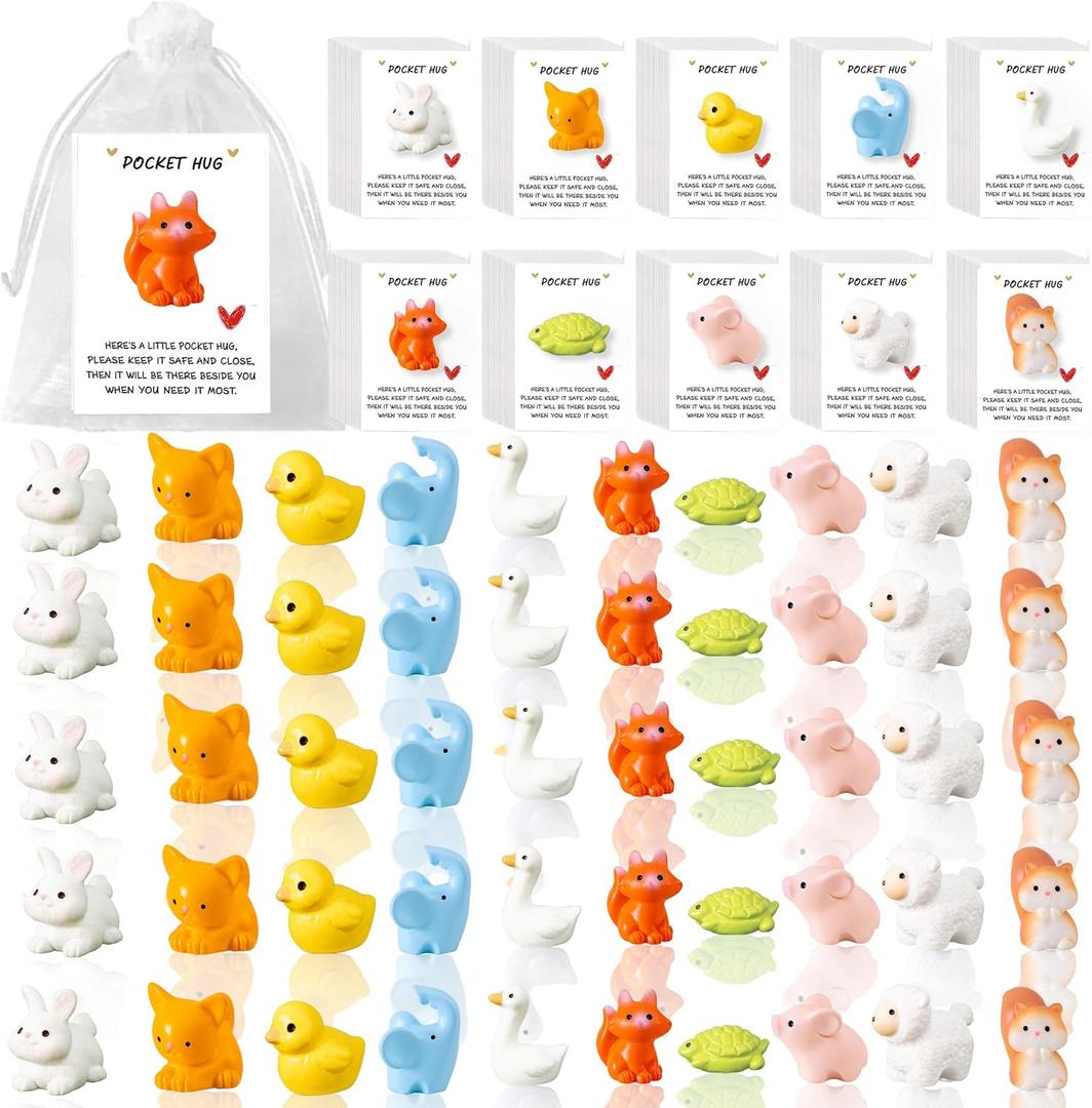 100 Set Employee Appreciation Gifts Bulk  Funny Resin Animal with Inspirational Pun Note Cards Thank You Gifts for Coworkers, Staff, Teachers, Nurses, Volunteers Office Pocket Favors