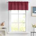 Melodieux Burgundy Semi Sheer Curtain Valance for Kitchen Cafe Small Windows Linen Look Rod Pocket, 52 by 18 Inch, 1 Panel