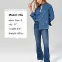 roswear Jean Shirt for Women Button Down Shirts Denim Tops Western Fall Outfits (Blue, XL)
