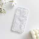 2 x NITITOP Compatible with iPhone 13 Pro Case with Card Holder Clear Cute Line Rose Floral Flowers for Women Girls Soft TPU Wallet Shockproof Protective Cover - White