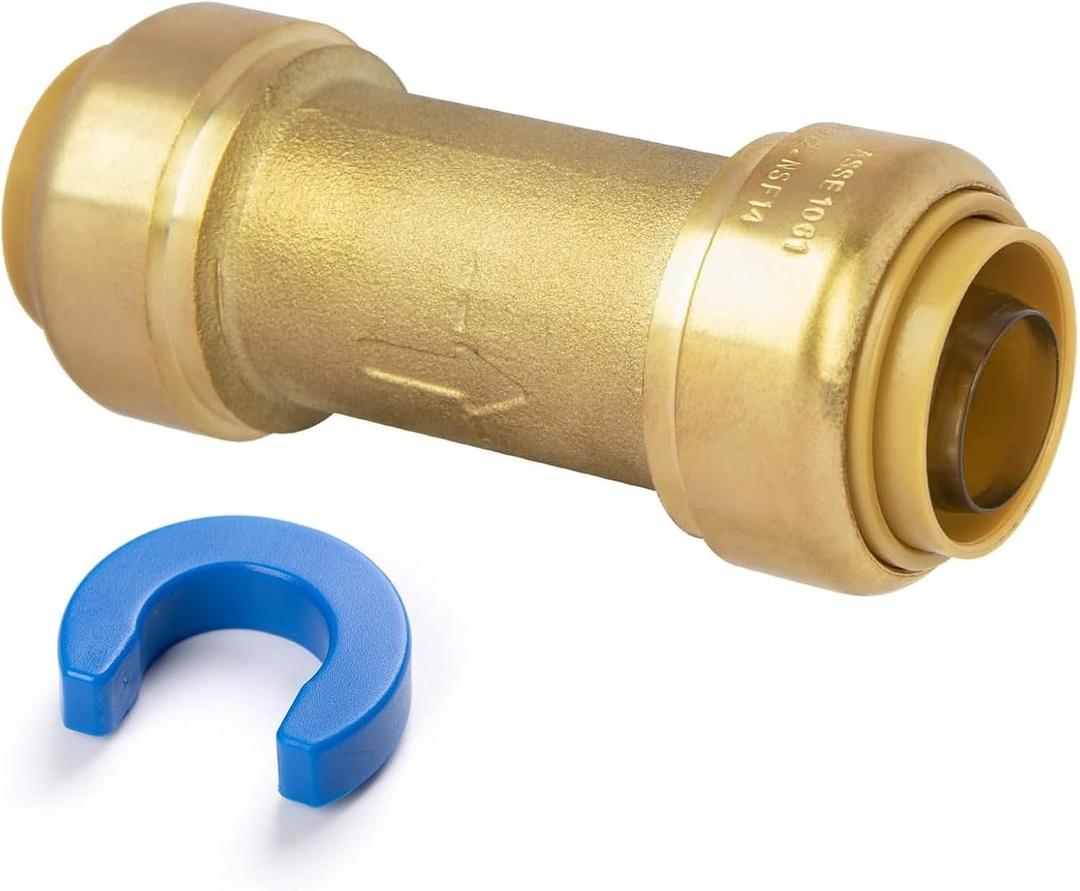 JUWO 3/4" Push to Connect Check Valve for PEX, Copper, CPVC Pipe, Brass Plumbing Fitting with Upgraded Stiffener (1 Pack)