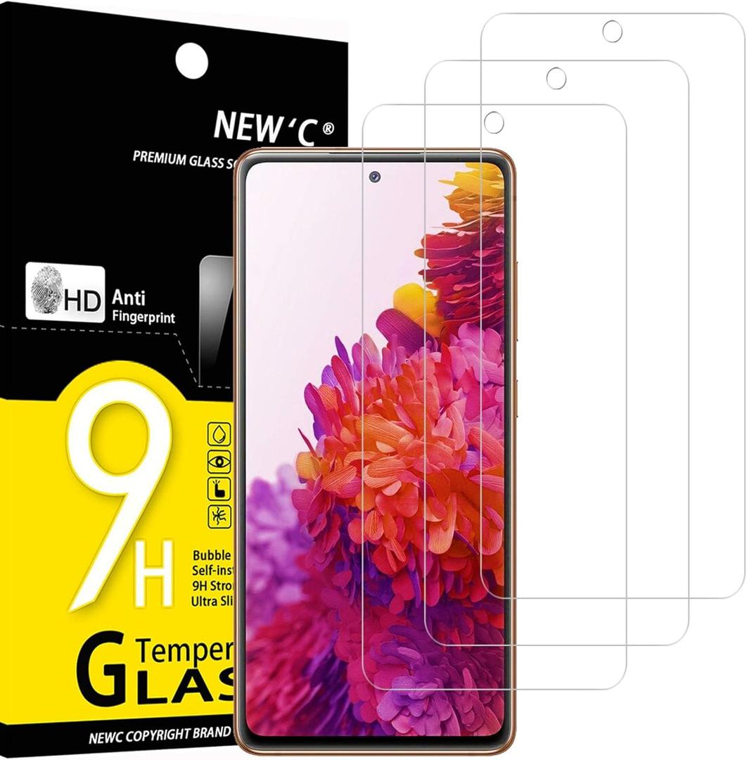 NEW'C 3 Pack Designed for Samsung Galaxy S20 FE / S20 FE 5G Screen Protector Tempered Glass, Case Friendly Scratch Resistant, Bubble-Free, Ultra Resistant (Transparent)