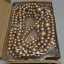 12 Feet Christmas Wooden Beads Garland Round Craft Farmhouse Vintage Wood Bead Garlands for Xmas Decoration Supplies (Gold)