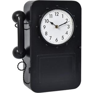 Vintage Antique Wall Clock with Hidden Storage, Retro Style Black Telephone Clock