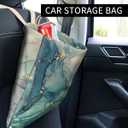 Car Trash Can, Cute Car Trash Bag, Hanging Car Organizer and Storage Bag, Trash Bin for Car Accessories, Vehicle, Travelling, Camping Cute Green Marble