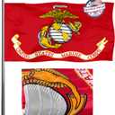 Marine Corps Flag - 3x5 Outdoor Double Sided Embroidery - USMC Flag, Heavy Duty Polyester, Super Durable