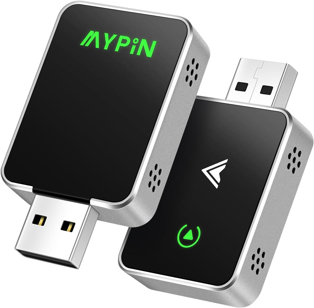 Upgraded Wireless CarPlay Adapter, 2-in-1 Mini Size CarPlay & Android Auto Adapter, Convert Wired to Wireless with USB & USB-C/Type-C, Plug & Play, Stable Control & No Delay, with iPhone & Android