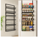 MIAOLI Over the Door Pantry Organizers and Storage, 6Tier Spice Rack, Home & Kitchen Storage Shelves for Cabinet, Large Capacity Hanging Seasoning Organizer, Laundry Room Organization, Black