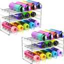 YAN & HIN Water Bottle Organizer for Cabinet, 3-Tier Expandable Bottle Storage Rack, Adjustable Height Holds 15 Bottles, Tumbler & Baby Bottle Organizer for Kitchen Pantry Counter (2 Pack) (Set of 2)