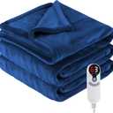 Electric Heated Blanket Throw Size 50"x60", Fast Heating Throw, Soft Microplush for Sofa & Office,6 Heating Levels & 1-10 Hours Auto Off, Machine Washable, Gifts for Family-Navy Blue