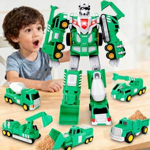 Laradola Toys for 3 4 5 6 Year Old Boys - Transform Robot Kids Toys Cars | STEM Building Toddler Toys for Ages 3+ | 5 in 1 Construction Christmas Birthday Gifts for Boys Girls