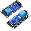 DROK Time Delay Relay 2pcs Controller DC 5V 12V 24V Module Adjustable Trigger Delay Switch Board with LCD Display Support Micro USB 5V Power Supply (Black)