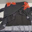 MEROKEETY Women's 2026 Wedding Guest Dress Bodycon Long Sleeve Square Neck Ruched Mesh Cocktail Party Holiday Midi Dresses (X-Large, Black Red)