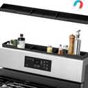 AWOKE Stove Top Shelf 30 Inch - Silicone Material Magnetic Shelf for the Stove - 3 Functional Partitions Kitchen Spice Rack Organizer - Black (30" Standard Size, Black)