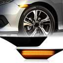 D-Lumina LED Side Marker Lights Smoked Lens Amber for Honda Civic 2016-2021 10th Gen Civic Sedan Coupe Hatchback, Front Bumper Fender Side Marker Light, Replace OEM Sidemarker Lamps, Pack of 2
