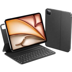 HOU Keyboard Case for iPad Air 11 inch M2/M3 & iPad Air 5th/4th(2022/2020) & iPad pro 11 inch 4th/3rd/2nd/1st (2018-2022)  Smart Folio, Ultra Slim, Magnetic Charging, Adjustable Angle (Black)
