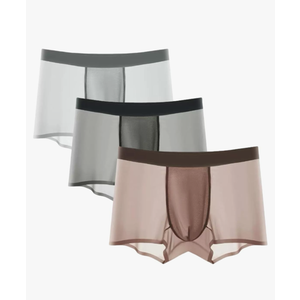 Men's Ice Silk Ultra-Thin Boxer Briefs Panties, Seamless Men Boxer Shorts U Bulge Underwear Breathable Underpants 4XL