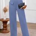 BTFBM Women's Pants 2025 Fall Elastic High Waisted Trousers Stretchy Comfy Lounge Palazzo Pant Wide Leg Sweatpants (Blue, M)