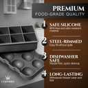 Large Ice Cube Trays Perfect for Whiskey and Summer Drinks - Italian Design - 2 Pack (16 x Ice Cubes | Square and Round | XL size) - Cosvino - Removable Lid, Easy Release (Tuxedo Black)