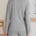 Dokotoo 2 Piece Lounge Sets for Women Ribbed Knit Button V Neck Long Sleeve Tops Matching Pants Pajamas Set 2025 Fall Outfits (X-Large, Grey)
