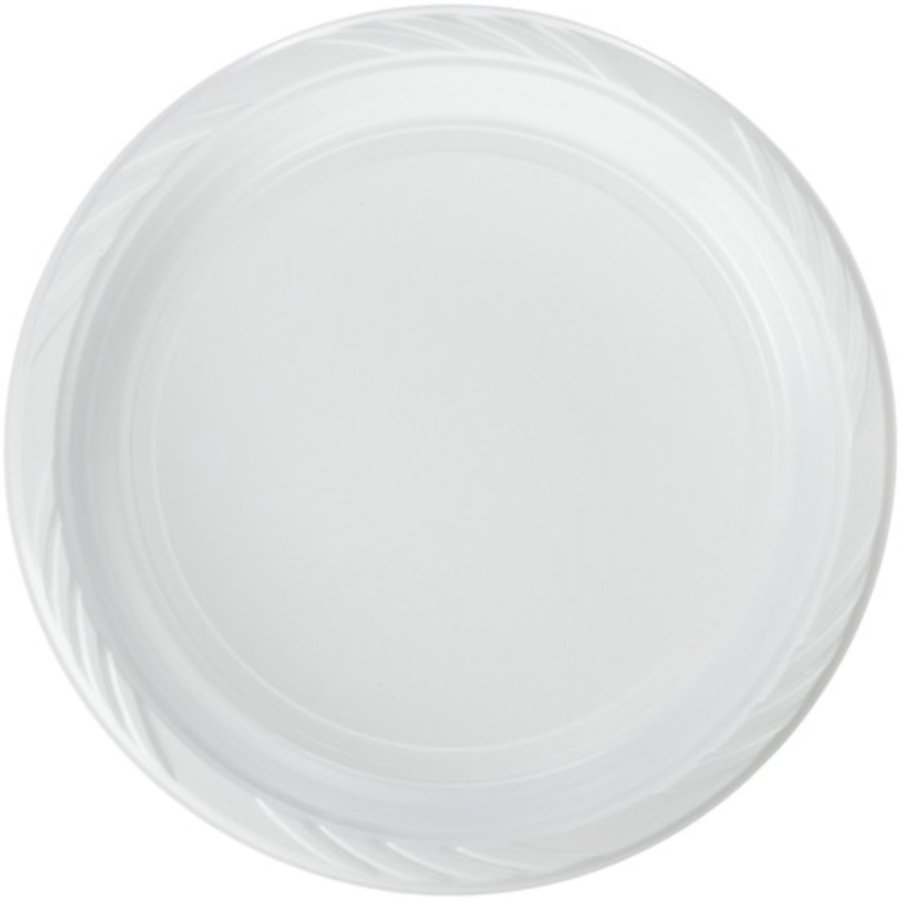 Blue Sky 100 Count Disposable Plastic Plates, 10", White