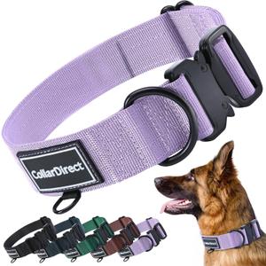 Heavy Duty Dog Collar for Large or Medium Dogs, Adjustable Strong Dog Collar for Active Dogs, Double-Layered Nylon (Lilac, 15-23)