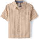 Gymboree Boys' and Toddler Short Sleeve Linen Button Up Shirt (3T, Java Hill)