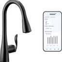 Moen Arbor Matte Black Smart Faucet Touchless Pull Down Sprayer Kitchen Faucet with Voice Control and Power Boost, 7594EVBL