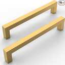 Amerdeco 15 Pack Gold Kitchen Cabinet Handles 7 Inch(178mm) Hole Centers, Stainless Steel Handles for Kitchen Cabinet Hardware, Brushed Brass Cabinet Pulls for Bathroom Cupboard Dresser Drawer Handles