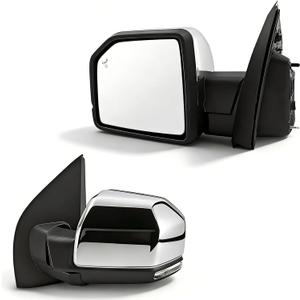 FL3Z17683PC Left Dual Power Mirror 16+4 Pin Camera Chrome for Ford F150 2015-2018; Driver Side Miror with Memory/Heated/Power Folding/Turn Signal/Puddle Lamp/Side Marker/Blind Spot