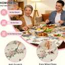 Rectangle Picnic Table Cloth, Elastic Waterproof Fitted Vinyl Tablecloths for 8 Foot Tables, Wipeable Flannel Backed Table Covers for Dining, Camping, Outdoor(Rose,36"x96")