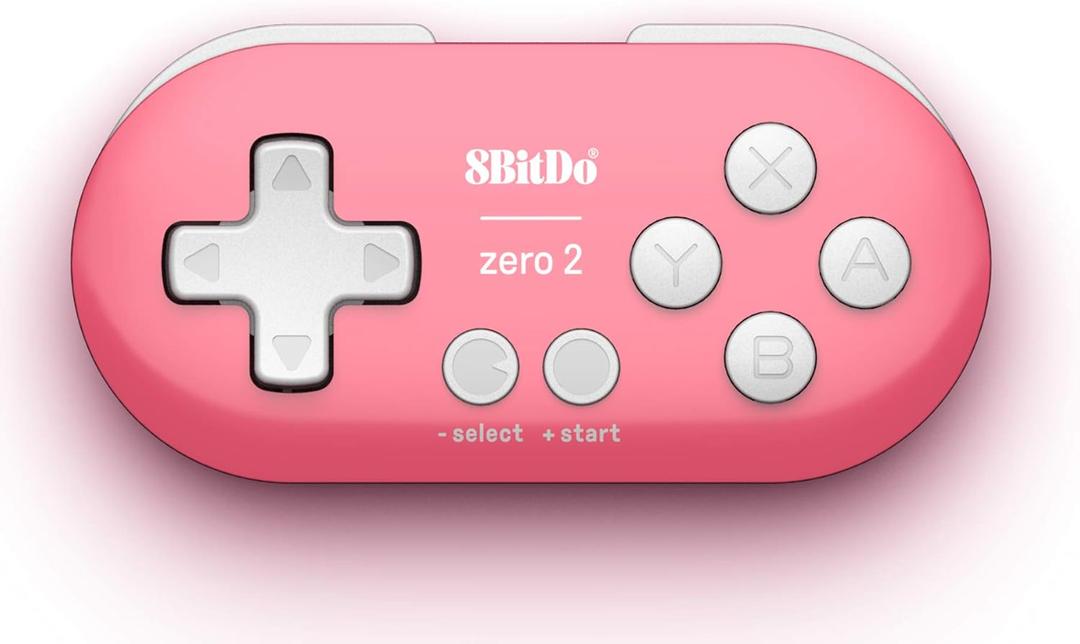 Nargos 8Bitdo Zero 2 Bluetooth Key Chain Sized Mini Controller for Nintendo Switch, Windows, Android and macOS (Pink Edition)