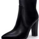 IDIFU Women's Fashion Ankle Boots Comfy Pointed Toe High Heels Side Zipper Booties 7