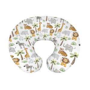 Baby Boy Girl Nursing Pillow Cover Safari African Animal, Jungle Elephant Lion Giraffe Tiger Zebra Rhino Breastfeeding Pillowcase, Bottle Feeding Pillow Slipcover Cover Only (One size)